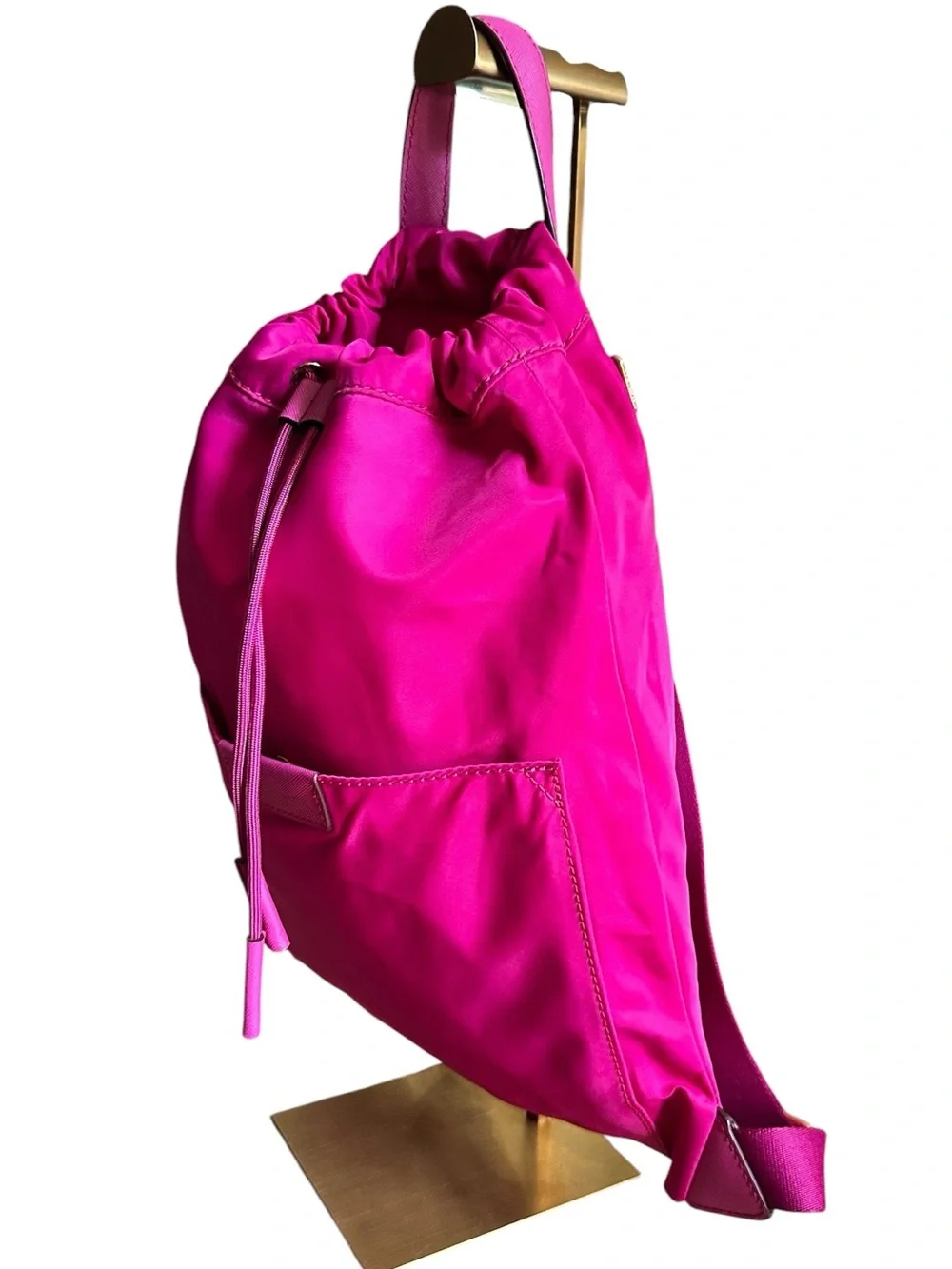 Marc Jacobs Hot Pink Nylon Drawstring Backpack Gold Hardware